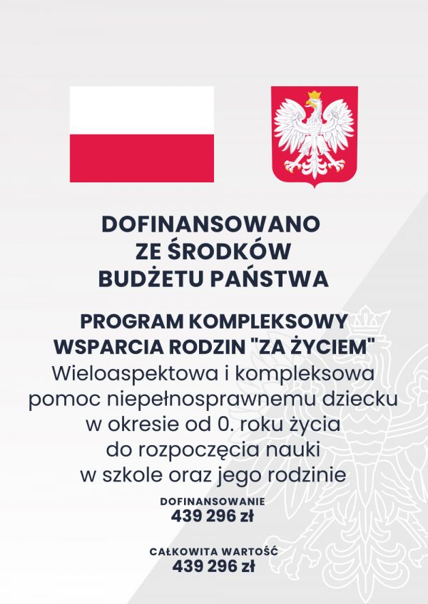 Plakat projektu Za Życiem. Projekt dofinansowany z budżetu państwa